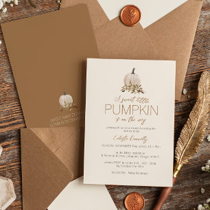 White Rustic Boho Sweet Little Pumpkin Baby Shower Invitation