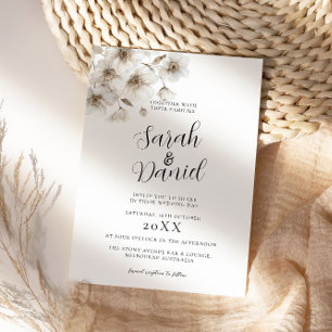 White Rustic Flower Elegant Wedding Invitation