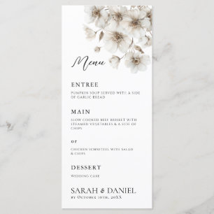 White Rustic Flower Elegant Wedding Menu