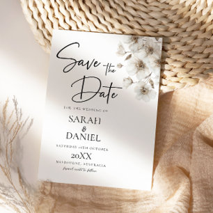 White Rustic Flower Elegant Wedding Save The Date