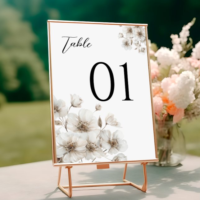 White Rustic Flower Elegant Wedding Table Numbers (Creator Uploaded)