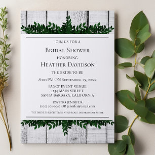 White Rustic Foliage Bridal Shower Invite