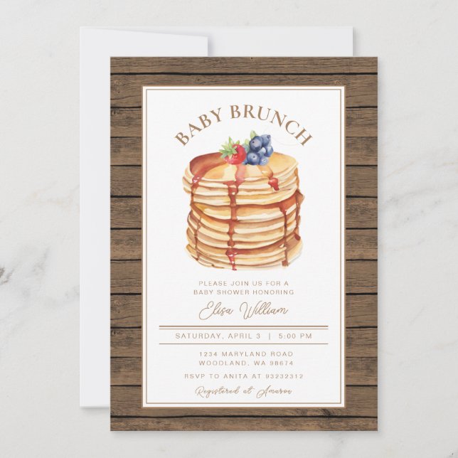 White Rustic Fruit Pancake Baby Shower Brunch Invitation (Front)