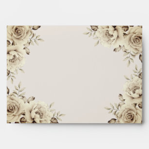White rustic roses wedding Invitation Envelope