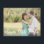 White Rustic Script Photo Save Our Date Postcard<br><div class="desc">Rustic Script Photo Save Our Date Postcard 
 Rustic save the date card featuring whimsical script typography.</div>