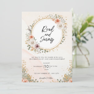 White Rustic Watercolor Floral Free Wedding Invitation