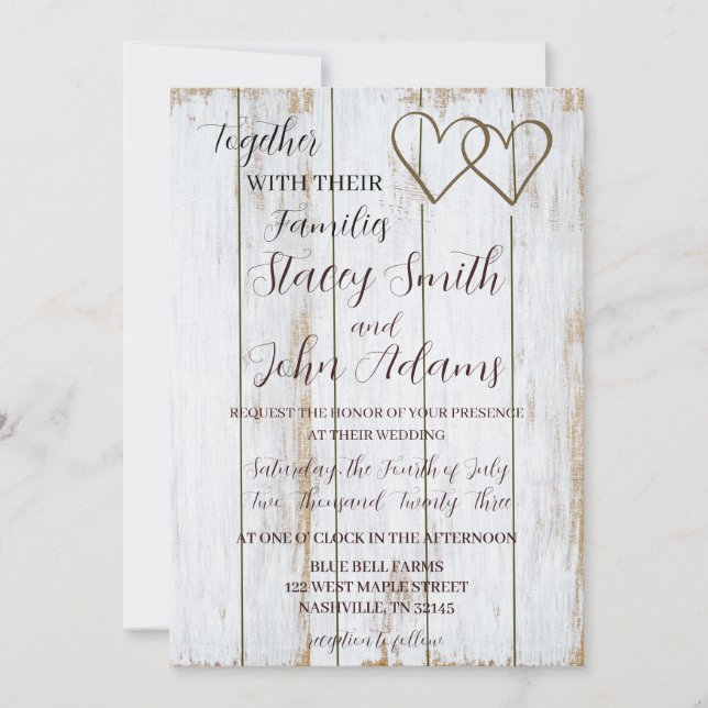 White Rustic Wedding Invitation (Front)