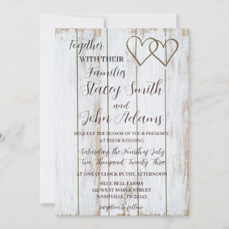 White Rustic Wedding Invitation