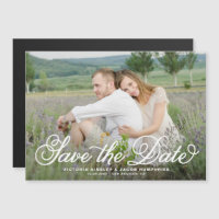 White Rustic Whimsical Script Photo Save the Date