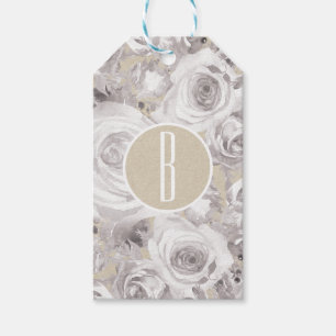 White Rustic Winter Roses Wedding Elegant Favour Gift Tags