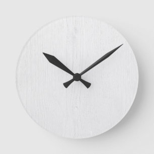 White Rustic Wood Digital Print Wall Clock