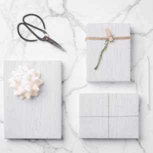 White Rustic Wood Digital Print Wrapping Paper Sheet