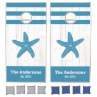 White rustic wood teal starfish family beach house