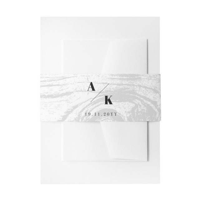 White Rustic Woodgrain Texture Chic Winter Wedding Invitation Belly Band (Front Example)