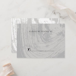 White Rustic Woodgrain Texture Winter Wedding Place Card