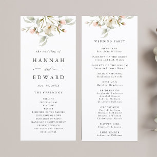 White Sage Blush Elegant Floral Wedding Ceremony Programme