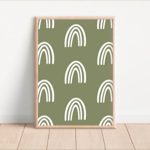 White/Sage Boho Rainbows Nursery Decor