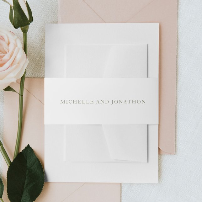 White Sage Green Modern Calligraphy Wedding  Invitation Belly Band (Creator Uploaded)