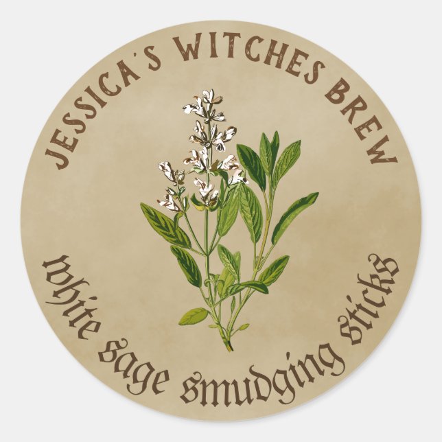 White Sage Smudging Stick Classic Round Sticker (Front)