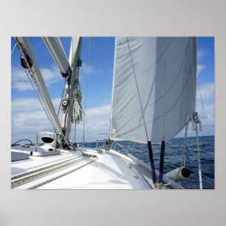 White Sailboat Deck Closeup Poster