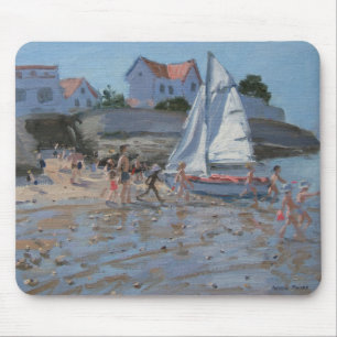 White sailboat Palais sur Mer France Mouse Pad