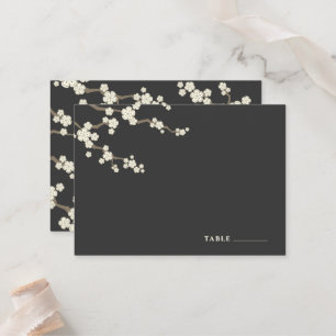 White Sakura Flowers Cherry Blossoms Chic Wedding Place Card