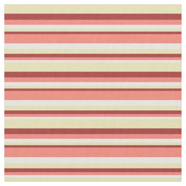 White, Salmon, Brown, and Tan Coloured Pattern Fabric (Close Up)