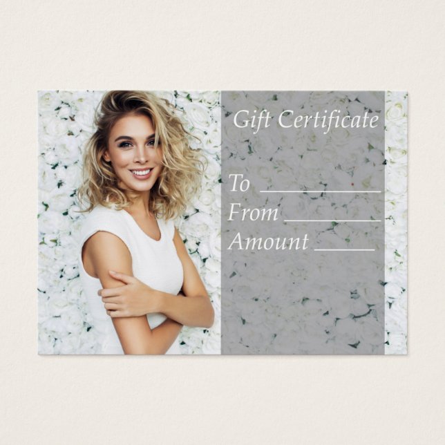 White Salon Gift Certificate Voucher Coupon (Front)