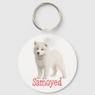 White Samoyed Puppy Dog Love Key Ring