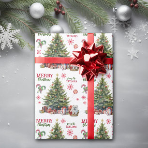 White Samoyed Puppy Under the Christmas Tree Wrapping Paper