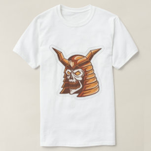 White Samurai Skull Graphic T-Shirt