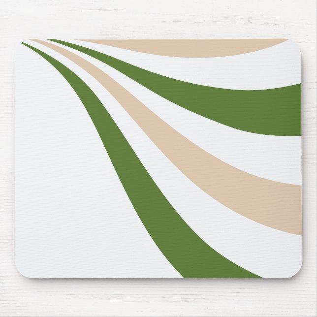 White, Sand and Palm Green Wave Mouse Pad (Front)