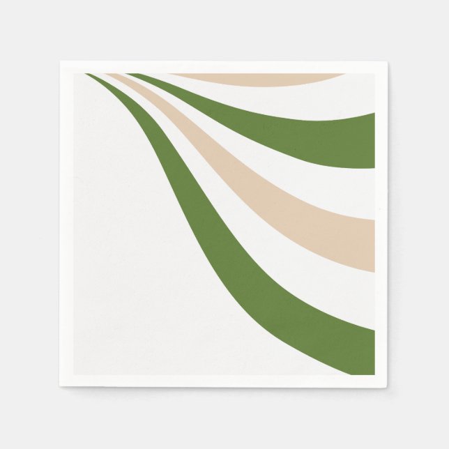 White, Sand and Palm Green Wave Napkin (Front)