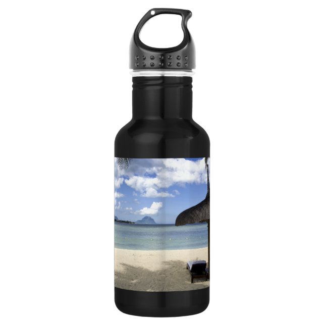 White Sand Beach and Umbrella 532 Ml Water Bottle (Front)