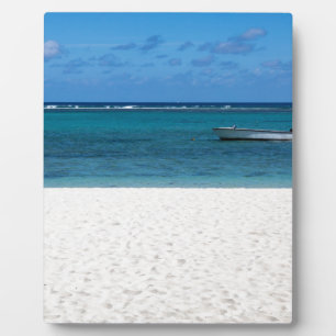White sand beach of Flic en Flac Mauritius overloo Plaque