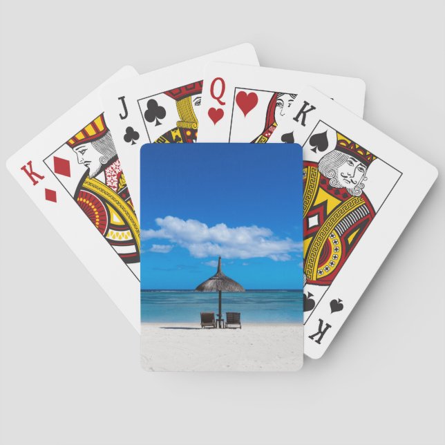 White sand beach of Flic en Flac Mauritius overloo Playing Cards (Back)