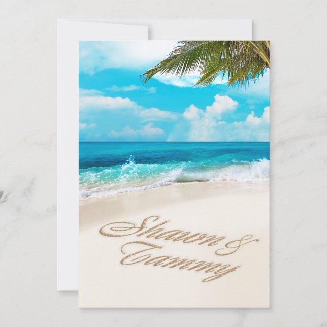 White Sands Beach ASK ME TO PUT NAMES IN SAND Invitation (Front)