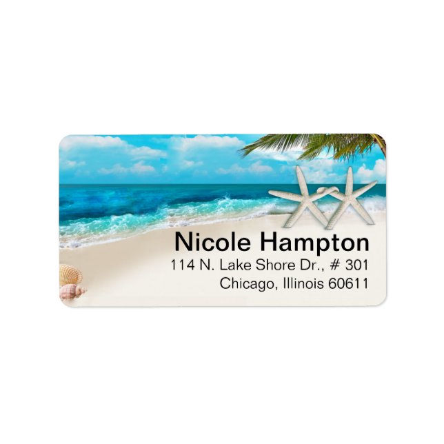 White Sands Beach Starfish Couple Label (Front)
