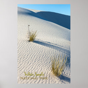 White Sands Desert Landscape and Yucca Plants Poster