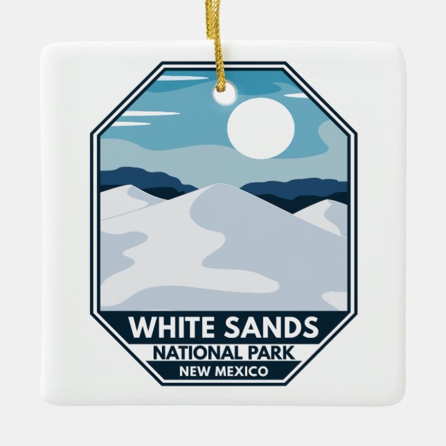 White Sands National Park Minimal Retro Emblem Ceramic Ornament (Front)