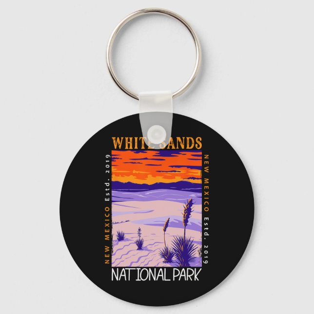 White Sands National Park New Mexico Distressed Vi Key Ring (Front)