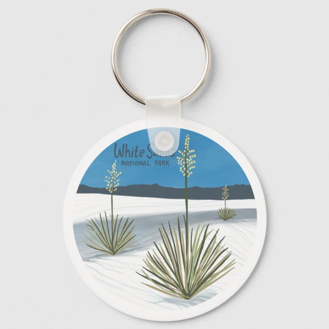White Sands National Park New Mexico Gypsum Yucca Key Ring (Front)