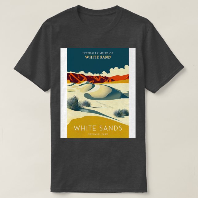 White Sands National Park Travel Poster T-Shirt (Design Front)