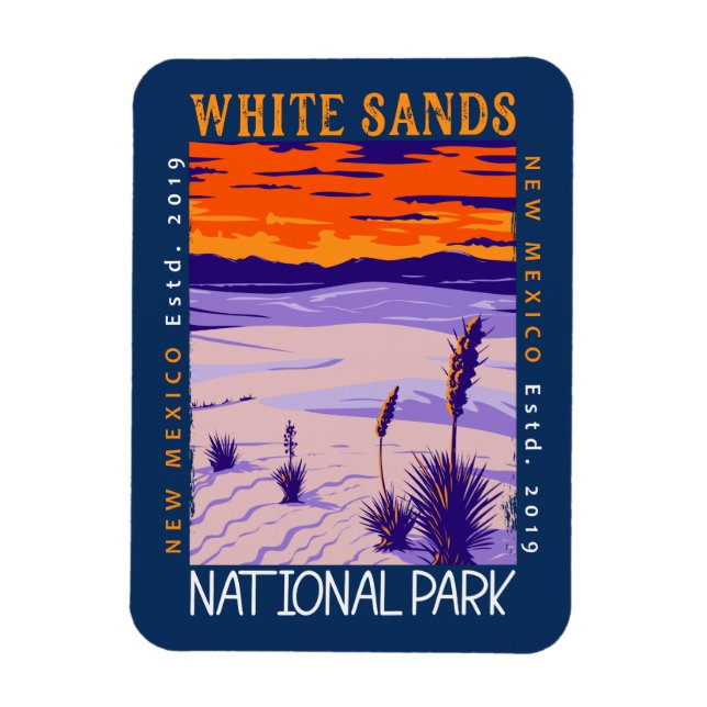 White Sands National Park Vintage Distressed  Magnet (Vertical)