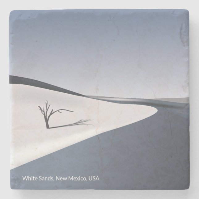 White Sands New Mexico Stone Tile Coaster (Front)