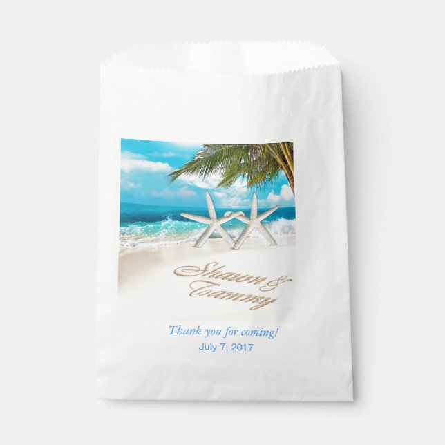 White Sands Starfish Beach Wedding Favour Bags (Front)