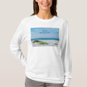 White Sandy Beach Florida Coastline Long Sleeve T-Shirt