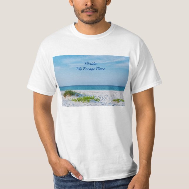 White Sandy Beach Florida Coastline T-Shirt (Front)