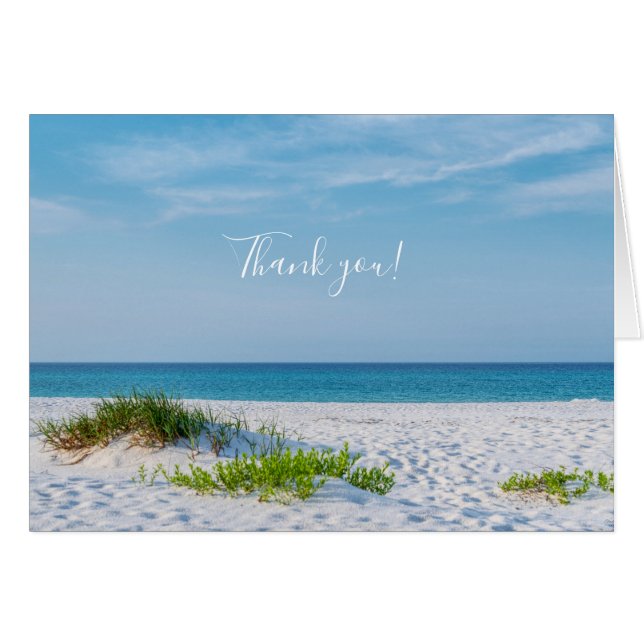 White Sandy Beach Florida Coastline Thank you Card (Front Horizontal)