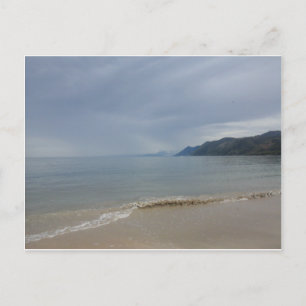 white sandy beach postcard